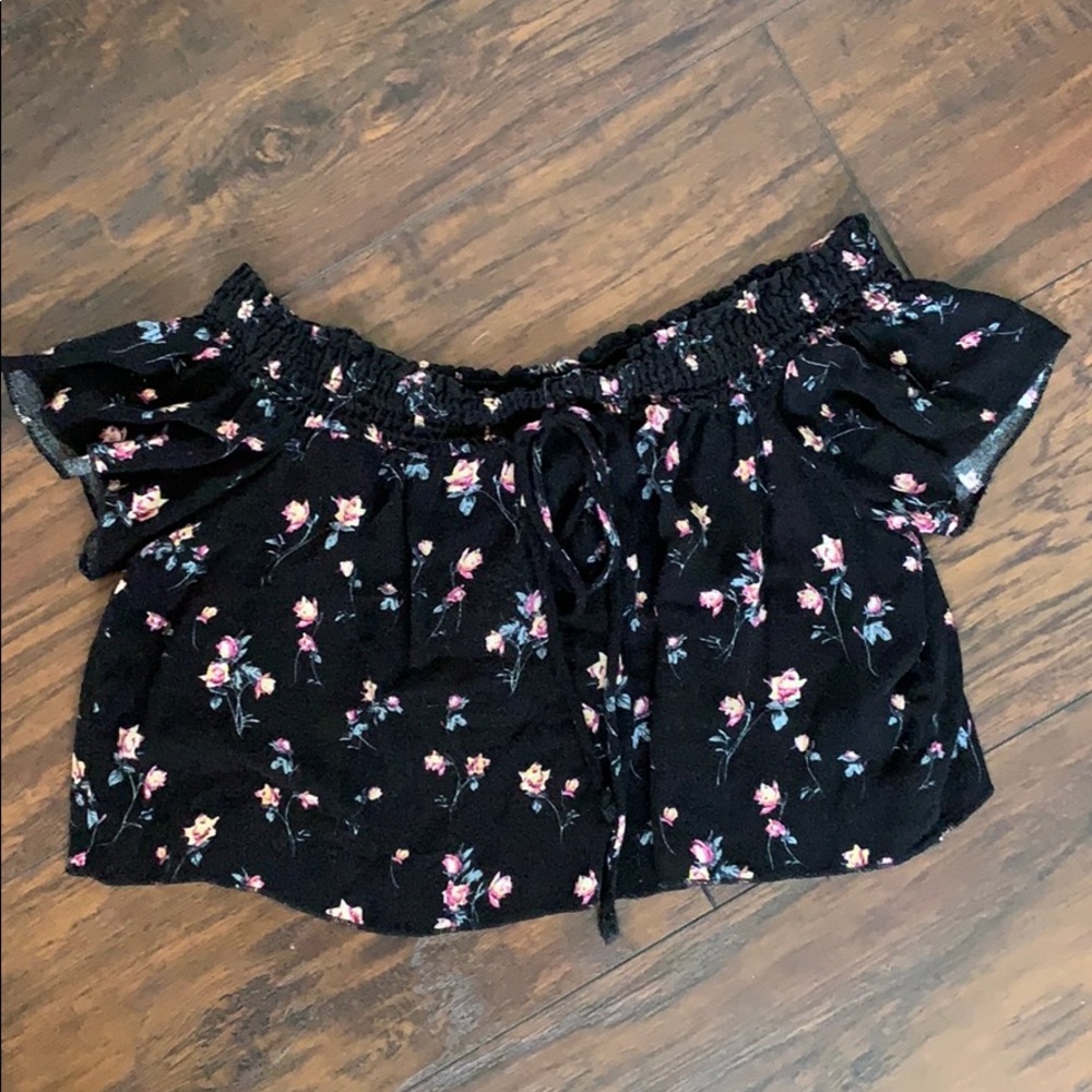 Crop Off-Shoulder Floral Blouse